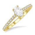 5/8 Ctw Oval Shape Center Stone Ladies Engagement Ring with 3/8 Ct Oval Cut Center Stone in 14K Yellow Gold