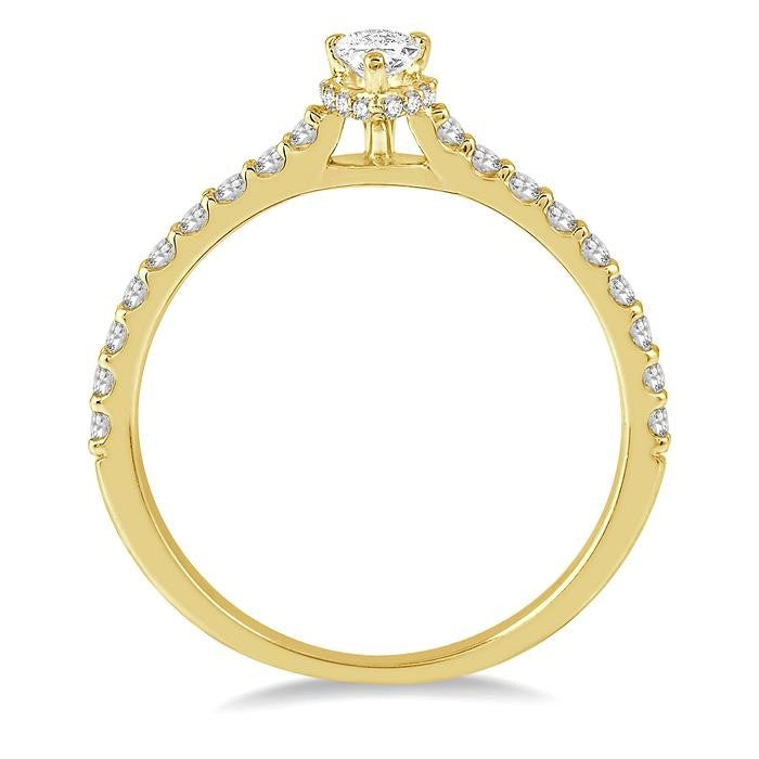 5/8 Ctw Pear Center Stone Ladies Engagement Ring with 3/8 Ct Pear Cut Center Stone in 14K Yellow Gold