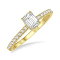 1/2 Ctw Round Cut Diamond Ladies Engagement Ring With 1/4 Ct Emerald Cut Center Stone in 14K Yellow Gold