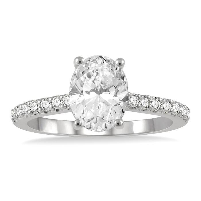 Oval Shape Semi-Mount Diamond Engagement Ring