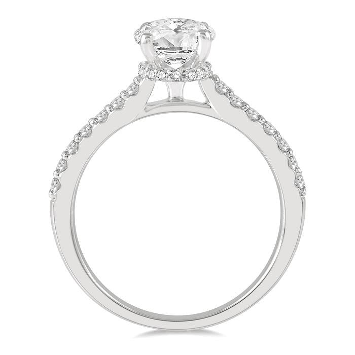 1/3 Ctw Semi-Mount Diamond Engagement Ring in 14K White Gold