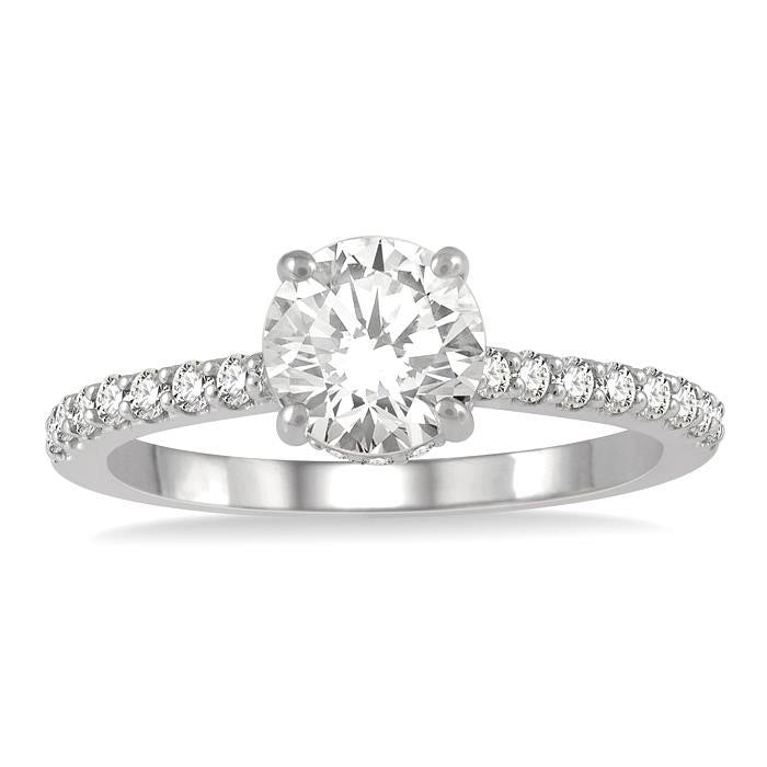 Round Shape Semi-Mount Diamond Engagement Ring