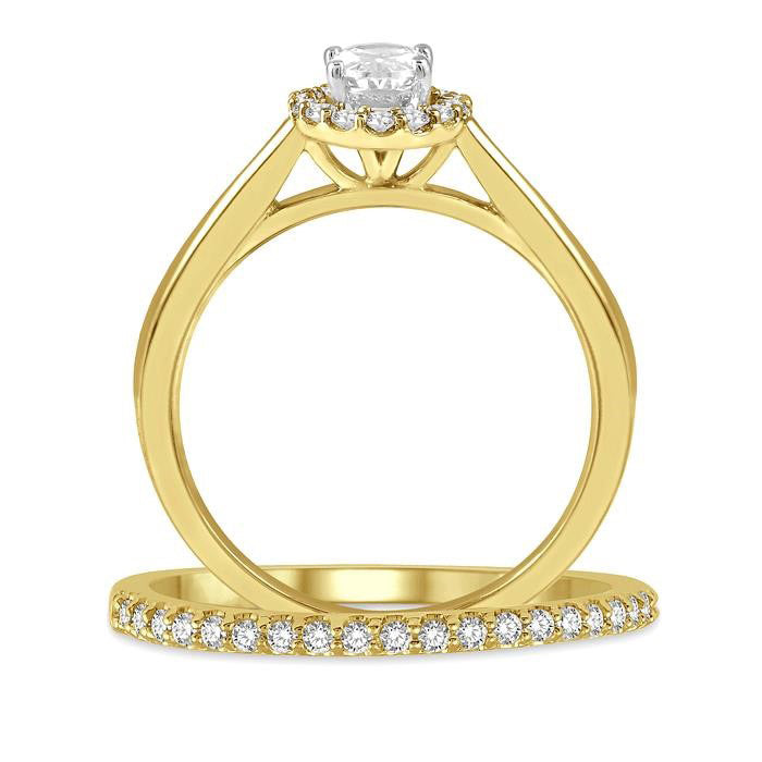 Oval Shape Halo Diamond Wedding Set