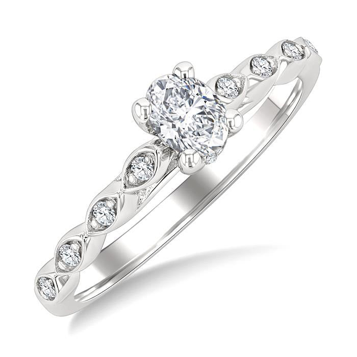 Oval Shape Semi-Mount Diamond Engagement Ring