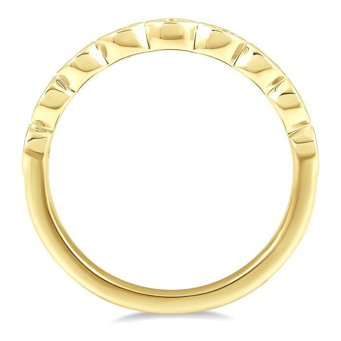 1/10 Ctw Marquise Mount Link Round Cut Diamond Wedding Band in 14K Yellow Gold