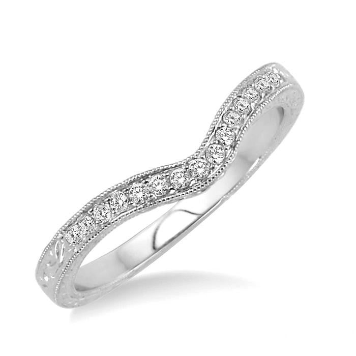 1/6 Ctw Round Cut Diamond Matching Wedding Band in 14K White Gold