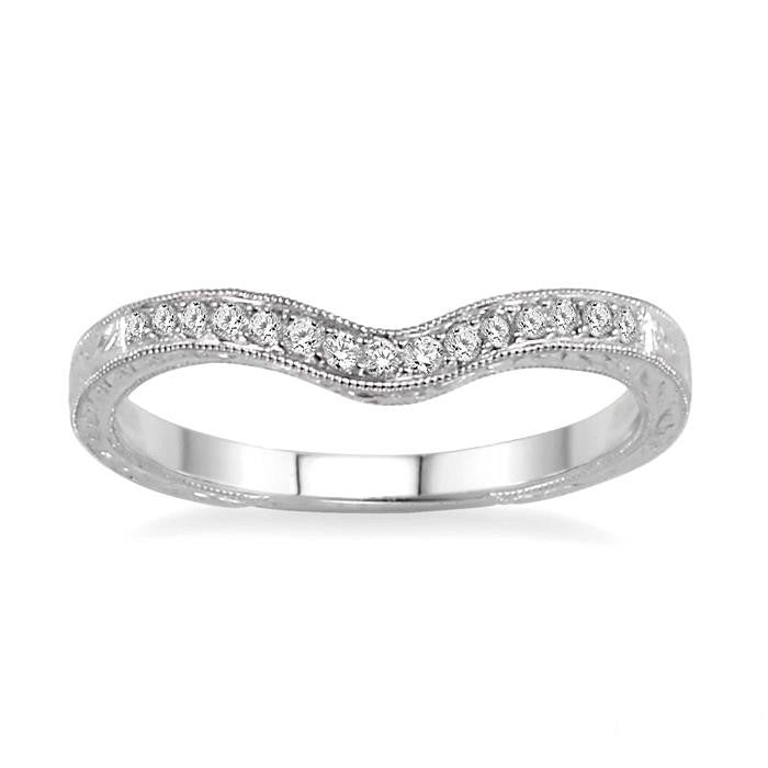 1/6 Ctw Round Cut Diamond Matching Wedding Band in 14K White Gold