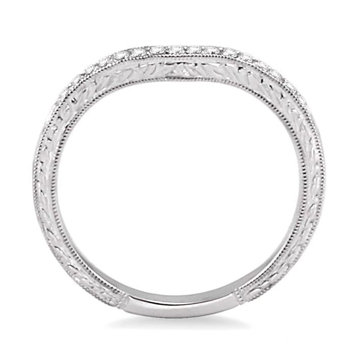 1/6 Ctw Round Cut Diamond Matching Wedding Band in 14K White Gold