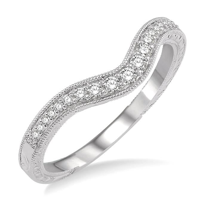 1/6 Ctw Round Cut Diamond Matching Wedding Band in 14K White Gold