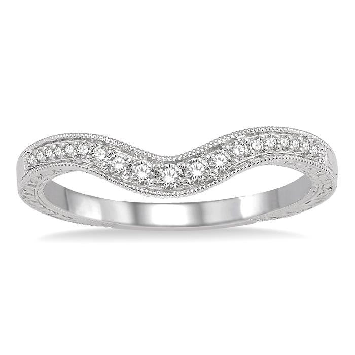1/6 Ctw Round Cut Diamond Matching Wedding Band in 14K White Gold