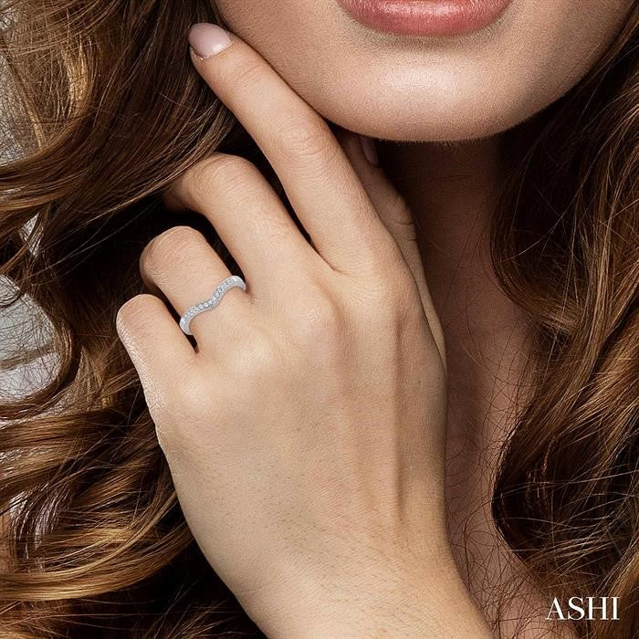1/6 Ctw Round Cut Diamond Matching Wedding Band in 14K White Gold