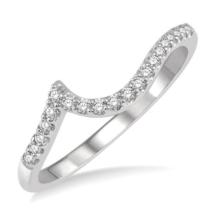 1/6 Ctw Curve Round Cut Diamond Wedding Band in 14K White Gold