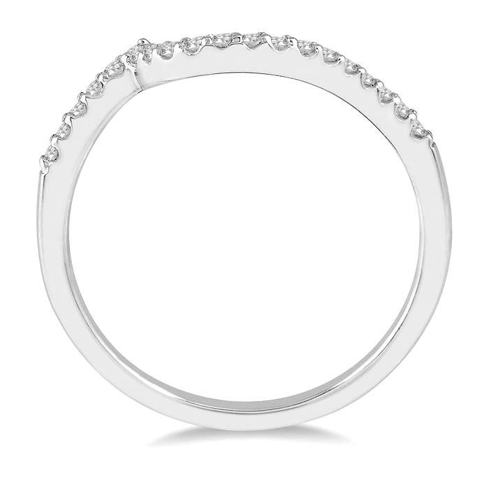 1/6 Ctw Curve Round Cut Diamond Wedding Band in 14K White Gold