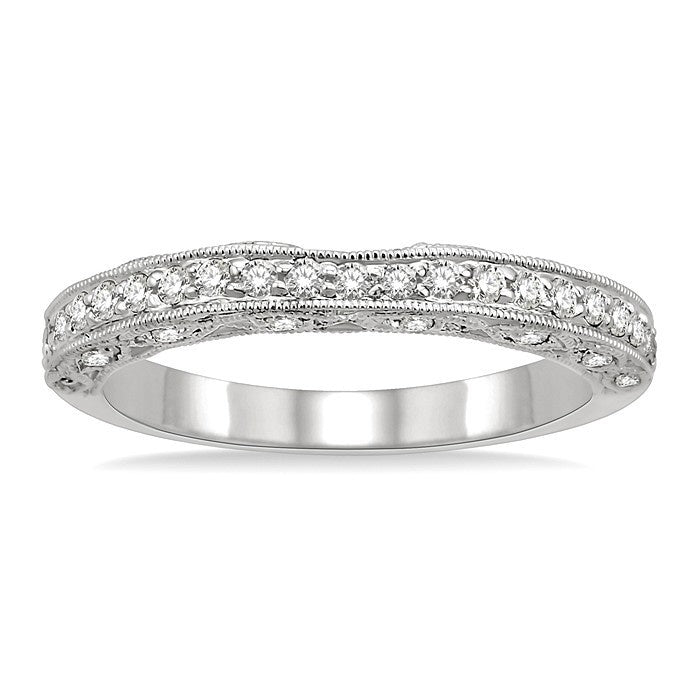 3/8 Ctw Round Cut Diamond Matching Wedding Band in 14K White Gold