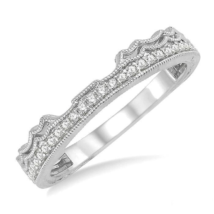 1/6 Ctw Round Cut Diamond Wedding Band in 14K White Gold