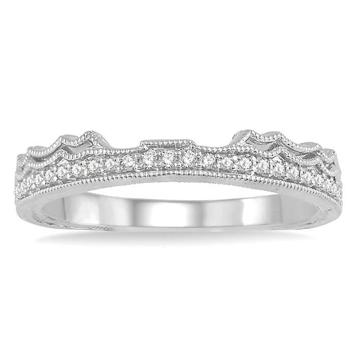 1/6 Ctw Round Cut Diamond Wedding Band in 14K White Gold