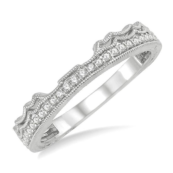 1/6 Ctw Round Cut Diamond Wedding Band in 14K White Gold
