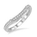 1/6 Ctw Round Diamond Wedding Band with Vintage Detailing in 14K White Gold