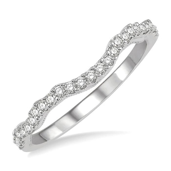 1/5 Ctw Curvy Round Cut Diamond Wedding Band in 14K White Gold