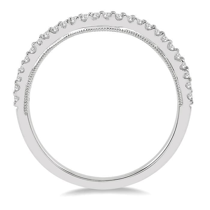1/5 Ctw Curvy Round Cut Diamond Wedding Band in 14K White Gold