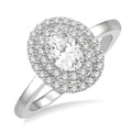 3/4 Ctw Round & Oval Cut Diamond Ladies Engagement Ring with 1/2 Ctw Oval Cut Center Stone in 14K White Gold
