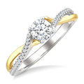 1/6 Ctw Split Crossover Round Cut Diamond Semi-Mount Engagement Ring in 14K White and Yellow Gold