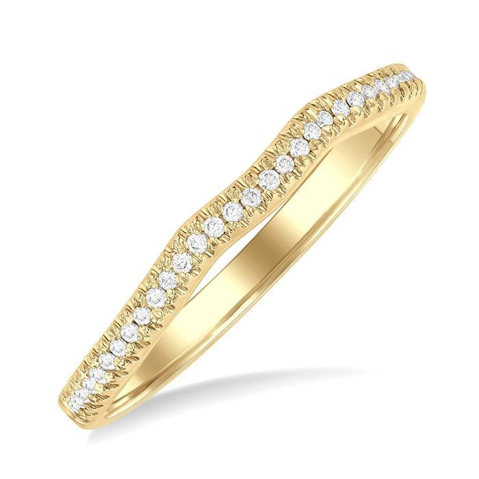 1/10 Ctw Arched Center Round Cut Diamond Wedding Band in 14K Yellow Gold