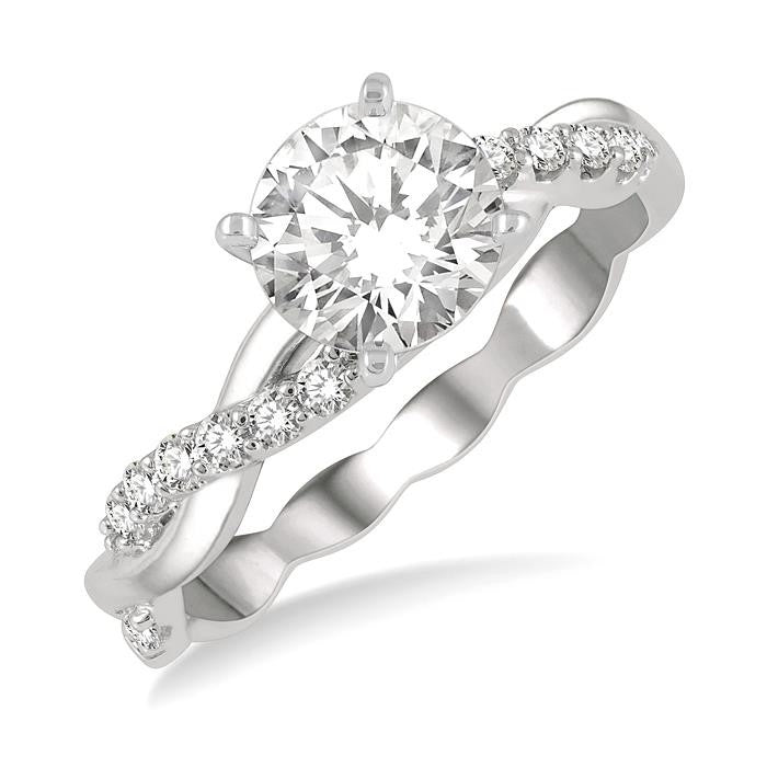 1/5 Ctw Round Center Semi-Mount Diamond Engagement Ring in 14K White Gold