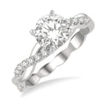 1/5 Ctw Round Center Semi-Mount Diamond Engagement Ring in 14K White Gold