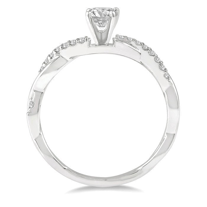 1/10 Ctw Round Center Semi-Mount Diamond Engagement Ring in 14K White Gold
