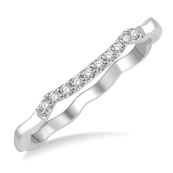 1/10 Ctw Lattice Round Cut Diamond Wedding Band in 14K White Gold