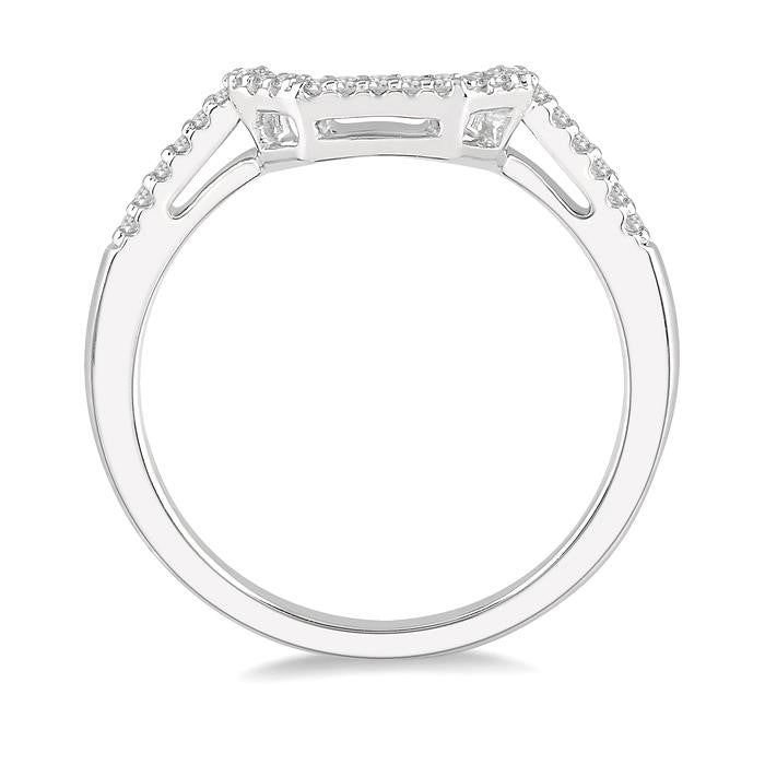 1/8 Ctw Deep Dish Center Round cut Diamond Wedding Band in 14K White Gold