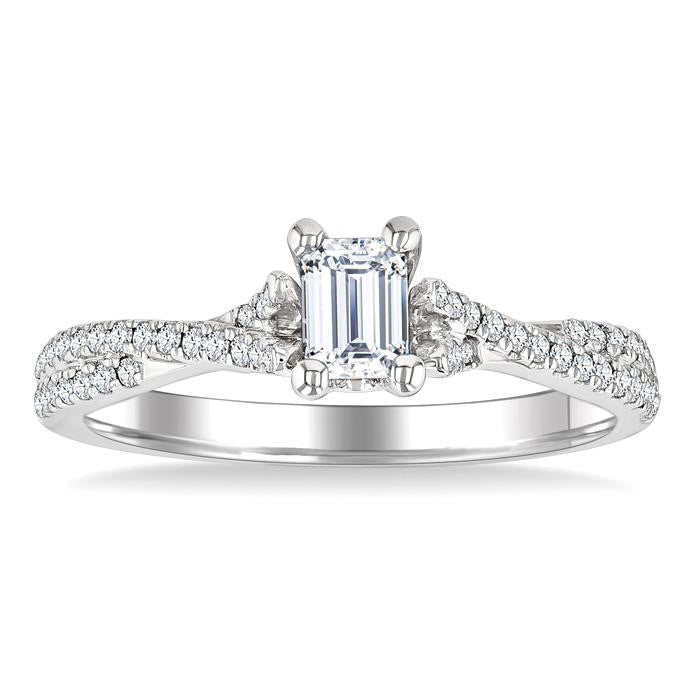 Emerald Shape Diamond Engagement Ring
