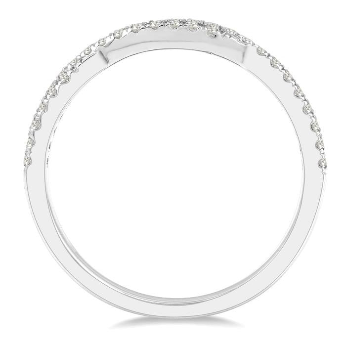 1/4 Ctw Twisted Round Cut Diamond Wedding Band in 14K White Gold