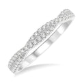 1/4 Ctw Twisted Round Cut Diamond Wedding Band in 14K White Gold