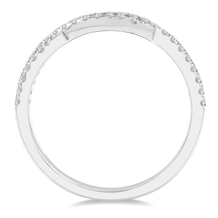 1/4 Ctw Twisted Round Cut Diamond Wedding Band in 14K White Gold