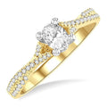 1/4 Ctw Split Criss Cross Oval Shape Round Cut Diamond Semi-Mount Engagement Ring in 14K Yellow and White Gold