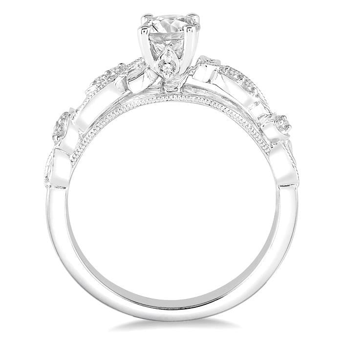 1/3 Ctw Diamond Engagement Ring with 1/5 Ct Round Cut Center Stone in 14K White Gold