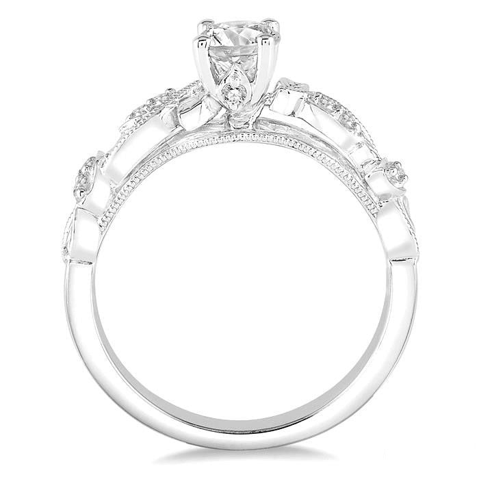 3/4 Ctw Diamond Engagement Ring with 3/8 Ct Princess Cut Center Stone in 14K White Gold
