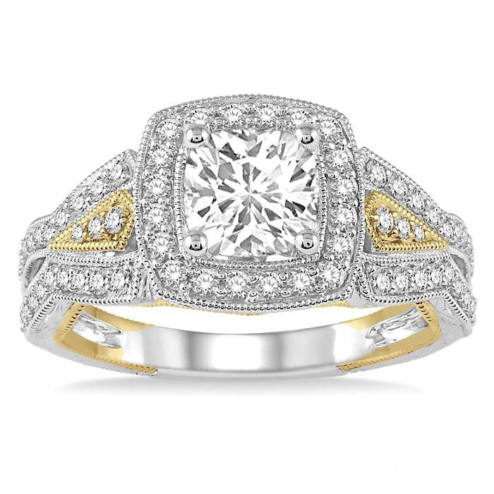 Princess Shape Halo Diamond Engagement Ring
