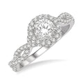 3/8 Ctw Semi-Mount Round Center Diamond Entwined Engagement Ring in 14K White Gold