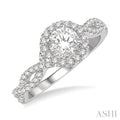 3/8 Ctw Semi-Mount Round Center Diamond Entwined Engagement Ring in 14K White Gold