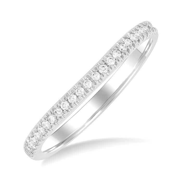 1/6 Ctw Center Dip Round Cut Diamond Wedding Band in 14K White Gold