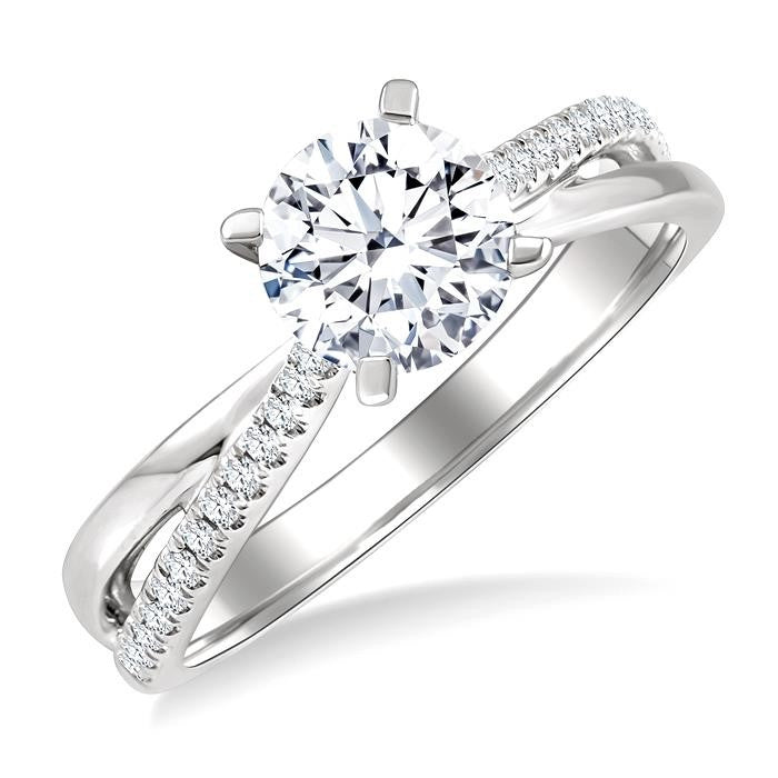 1/6 Ctw Criss Cross Round Cut Diamond Semi-Mount Engagement Ring in 14K White Gold