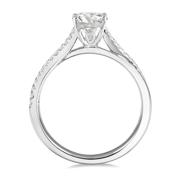 1/6 Ctw Criss Cross Round Cut Diamond Semi-Mount Engagement Ring in 14K White Gold