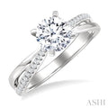 1/6 Ctw Criss Cross Round Cut Diamond Semi-Mount Engagement Ring in 14K White Gold