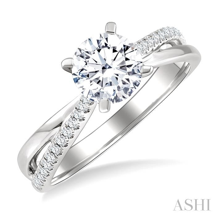 1/6 Ctw Criss Cross Round Cut Diamond Semi-Mount Engagement Ring in 14K White Gold