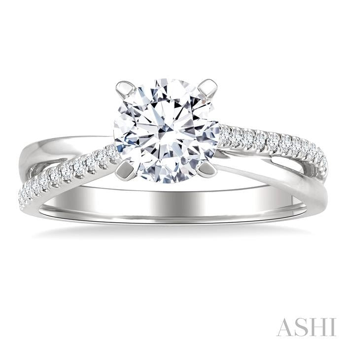 1/6 Ctw Criss Cross Round Cut Diamond Semi-Mount Engagement Ring in 14K White Gold