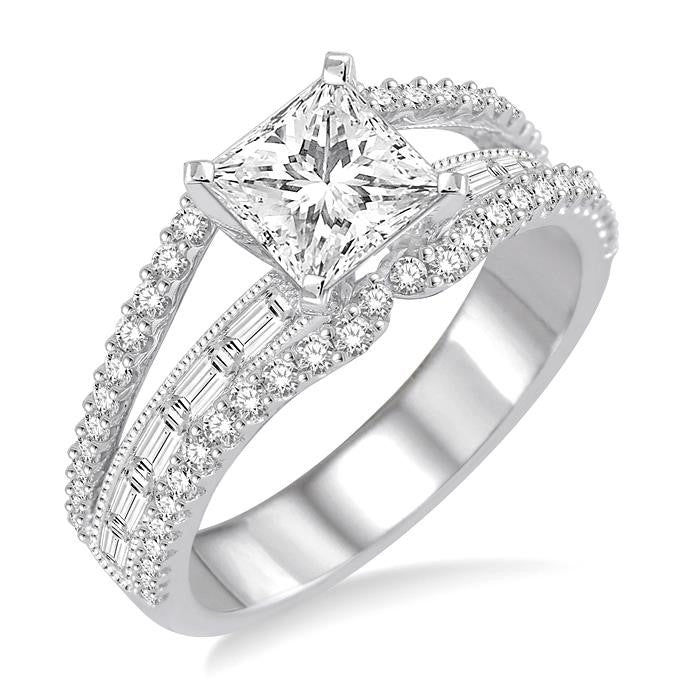 3/4 Ctw Diamond Semi-Mount Engagement Ring in 14K White Gold