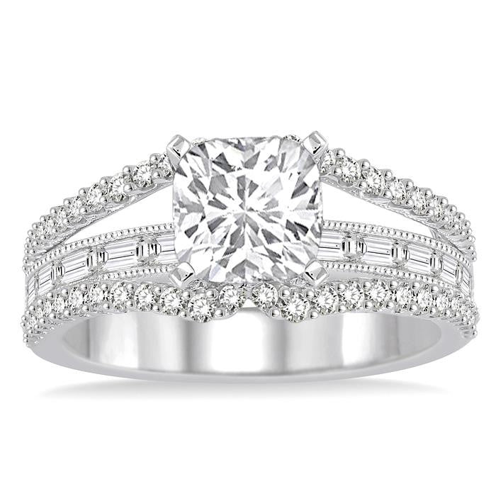 3/4 Ctw Diamond Semi-Mount Engagement Ring in 14K White Gold